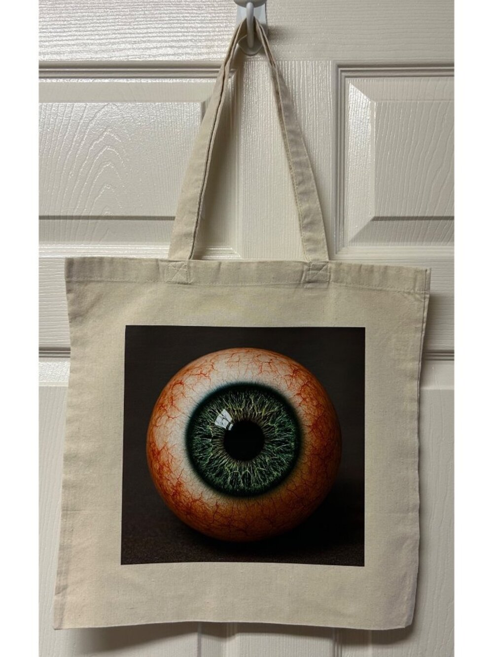 Reusable Shopping Tote Bag Human Eyeball Graphic Oddity Gothic Unusual Unique - Picture 2 of 3